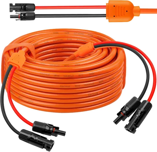 Vista 9 de Cable de extensión solar de calibre 14 de 10 pies, cable de panel solar de 10 AWG con conectores hembra y macho, cables solares principales rojos
