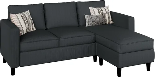 Vista 8 de Nuturelly Sofá modular convertible con otomana móvil, sofá moderno en forma de L de 3 plazas para espacios pequeños, sofá de tela suave para sala