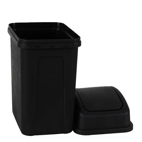 Vista 6 de Cubo de basura con tapa abatible de 1.8 galones, cesta de basura Negro
