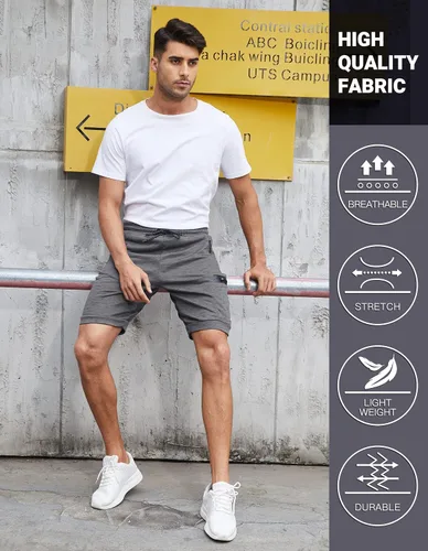 Vista 4 de SPECIALMAGIC Men's Running Shorts Workout Gym Shorts Casual Home Athletic Zipper Pocket