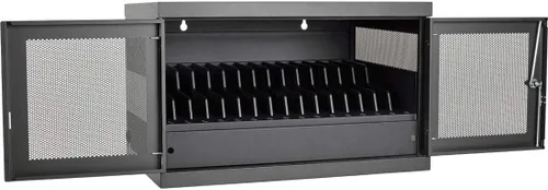 Vista 22 de Tripp Lite Estación de almacenamiento de carrito de carga móvil de CA de 21 puertos para Chromebooks, iPads, portátiles, tabletas, negro (CSC21AC)