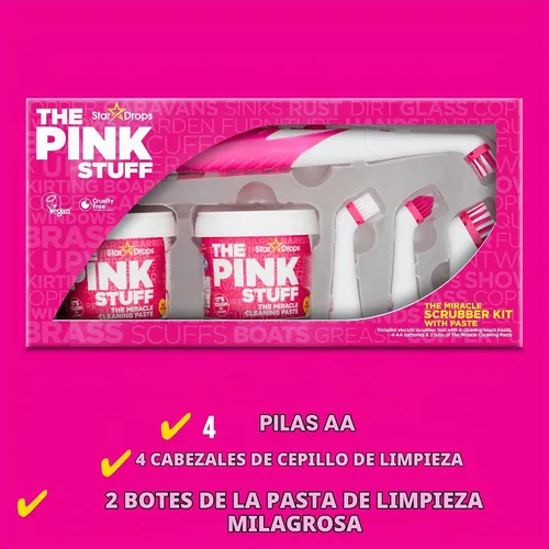 Vista 2 de Stardrops - The Pink Stuff - Kit de limpieza The Miracle Scrubber - 2 tubos de pasta de limpieza The Miracle con herramienta de limpieza eléctrica