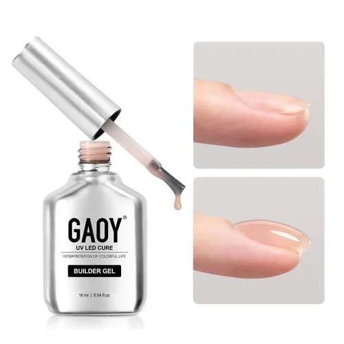 Vista 9 de GAOY - Gel de construcción para uñas, fortalecedor de uñas de 16ml en una botella, gel duro para extensión de uñas, esmalte de uñas de secado al UV