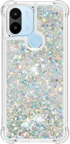 Vista 57 de Funda de silicona transparente con purpurina para Xiaomi Redmi A1 Bling Liquid Clear Star Heart Silicone Bumper a prueba de golpes, funda Azul