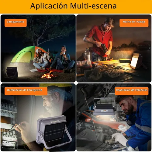 Vista 7 de MASMEJOR Luz de trabajo recargable solar, 10000LM, 6000mAh, 5 modos de L-300LEDs