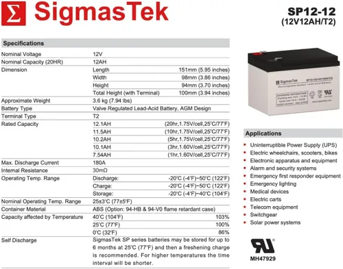 Vista 3 de SigmasTek Razor MX650 Dirt Rocket - Batería compatible con 3 unidades, 12 V, 12 Ah F2