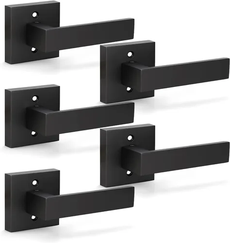 Vista 38 de KNOBWELL - Paquete de 1 manija para puerta delantera con llave y cerradura, manijas de palanca negras para puerta exterior, juego de cerradura