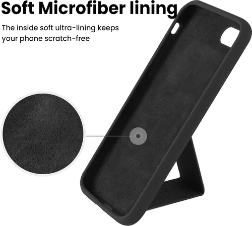 Vista 4 de Funda de silicona con soporte de LAUDTEC compatible con iPhone 7/8/SE, soporte de metal con soporte de pie vertical y horizontal, cubierta flexible