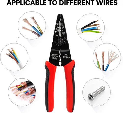 Vista 6 de KAIWEETS Pelacables 10-22 AWG Empalmador de Cables Pelacables Herramienta Multipropósito para Pelar Cables Alicates de Alambre Eléctrico