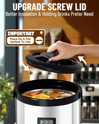 Vista 4 de WantJoin Jarra térmica para bebidas - Urna de agua caliente y fría de 75 tazas para catering - Jarra premium de acero inoxidable de 12 L/3.2 galones