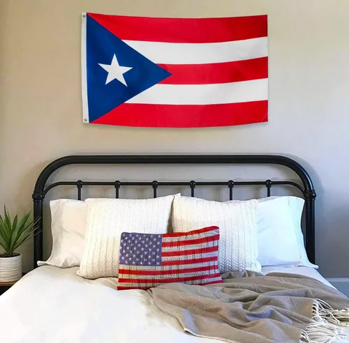 Vista 4 de DANF Bandera de Puerto Rico 3x5 Pies Poliéster Banderas Nacionales Puertorriqueñas Poliéster con Ojales de Latón 3 X 5 Pies