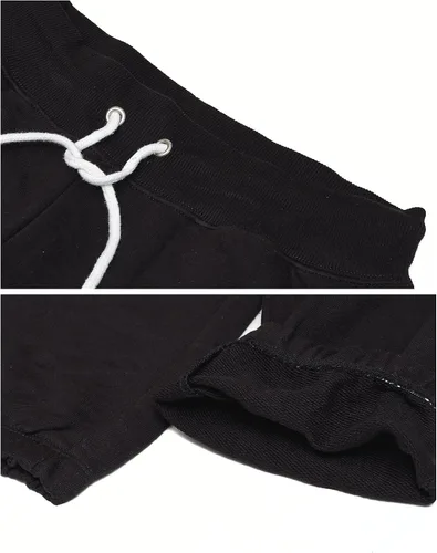 Vista 4 de bebe Pantalones deportivos para mujer, pantalones de felpa francesa con bajos fruncidos, pantalones de pijama con logotipo, para mujer