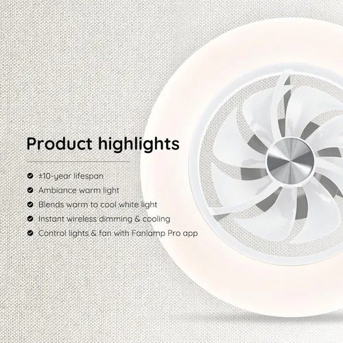 Vista 6 de Ventiladores de techo con luces Orison - Ventilador de techo de perfil bajo con luz Ventiladores de techo LED regulables de 22.4" con control
