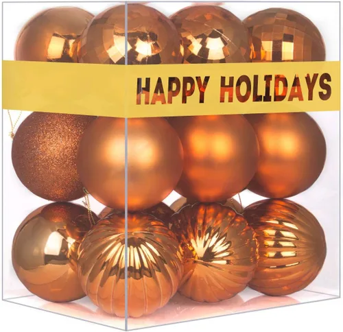 Vista 113 de Esferas pequeñas de Navidad de bronce y dorado de 1.6 pulgadas, adornos para decoración de árbol de Navidad, bolas colgantes inastillables