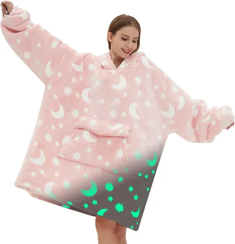 Vista 13 de Mewkou Manta con capucha para adultos, manta de forro polar Sherpa de gran tamaño con capucha para mujeres y hombres, café