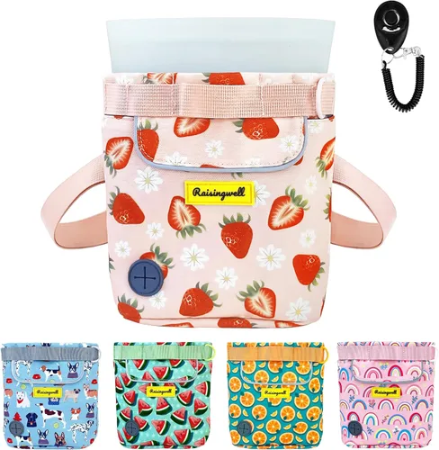 Vista 7 de Bolsa de premios para perros Raisingwell para caminar y entrenar con clicker, bolsa de silicona de 2 tazas, pequeña riñonera para cachorro, kit