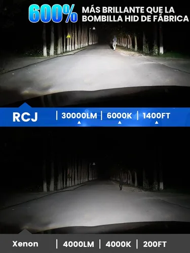 Vista 2 de RCJ Bombillas D1S, 30000LM Super Brillante 6000K Blanco Frío para Montaje