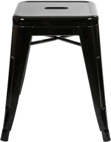 Vista 4 de Flash Furniture Silla de comedor de metal sin respaldo de 18 pulgadas Uso comercial, uso en interiores Negro