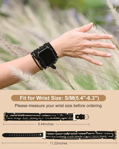 Vista 3 de Compatible con correa de reloj de 1.575 pulgadas para mujer Series 8/7/6/SE, pulseras de cuero de gamuza con cierre ajustable para series 5/4/3/2/1