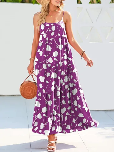 Vista 3 de ANRABESS - Vestido largo de verano para mujer, vestido de lino casual, holgado, sin mangas, con tirantes delgados y estilo bohemio, para playa
