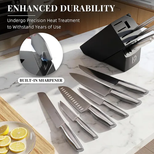 Vista 4 de Juego de cuchillos KnifeSaga Premium, juego de bloque de cuchillos de cocina 14 piezas de acero inoxidable de alto carbono japonés extremadamente