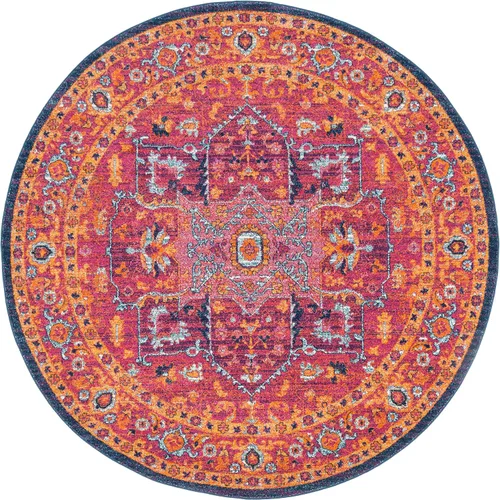 Vista 21 de SAFAVIEH Evoke Collection EVK275C Medallón oriental envejecido, no desprende pelusa, 2'2" x 4', color azul/naranja, alfombra de acento para sala