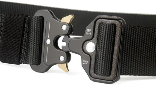 Vista 5 de Cinturón táctico para hombre, resistente hebilla de metal de liberación rápida, ajustable, estilo militar, cinturones de nailon