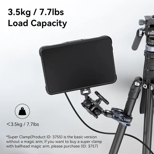 Vista 4 de SMALLRIG Abrazadera en forma de cangrejo, soporte para cámara, 1/4"-20, 3/8"-16 agujeros roscados, carga útil de 7.7lbs/3.5kg, compatible