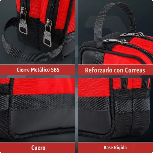 Vista 4 de Bolsa de herramientas con cremallera, 10 x 6 pulgadas, compartimentos duales, bolsa de herramientas pequeña resistente, organizador