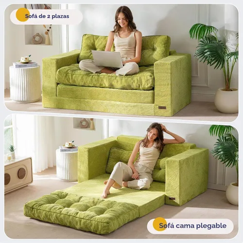 Vista 3 de MAXYOYO - Sofá cama convertible, sofá cama extraíble, sofá cama plegable 2 en 1, sofá cama de suelo desplegable con almohadas para sala de estar