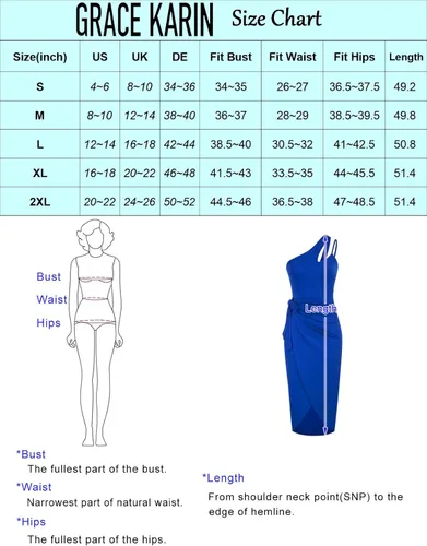 Vista 6 de GRACE KARIN Vestidos asimétricos de un hombro para mujer, con cintura fruncida, con lazo en la cintura, ajustado, para fiesta, cóctel, vestido midi