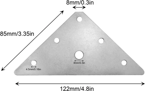 Vista 4 de Mending Plates JCBIZ - 4 soportes rectos triangulares de acero inoxidable para esquinas planas