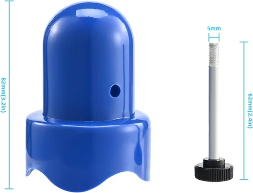 Vista 3 de Tapas de poste de recinto de trampolín de 1.5 pulgadas de diámetro con pulgar roscado, color azul, solo se ajustan a poste de trampolín de 1.5