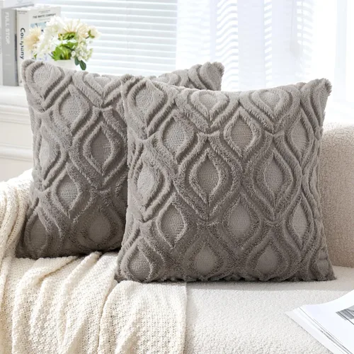 Vista 50 de MIULEE - Juego de 2 fundas de almohada de lana sintética suave y afelpada, fundas decorativas de estilo bohemio para sofá, sala de estar, cama, 16 x