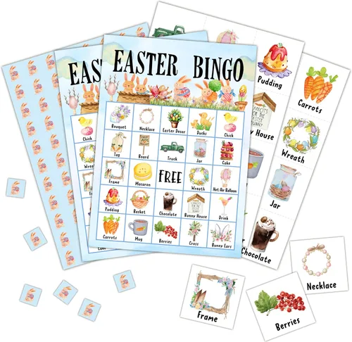 Vista 6 de Tarjetas de bingo de Navidad Foosproea, juegos de bingo de Nochebuena para 24 jugadores, juegos de Navidad para amigos familiares actividades