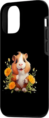 Vista 2 de iPhone 15 Guinea Pig with Flowers for a Guinea pig Lover Case