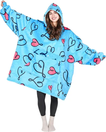 Vista 10 de Tirrinia - Sudadera con capucha de gran tamaño, manta de sherpa cómoda, reversible, gigante, para adultos, hombres, mujeres, adolescentes, esposa