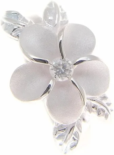 Vista 3 de Arthur's Jewelry Anillo de plata de ley 925 hawaiana de 0.472 in con flor de plumeria, hoja de maile blanca, circonita cúbica talla 1 a 11