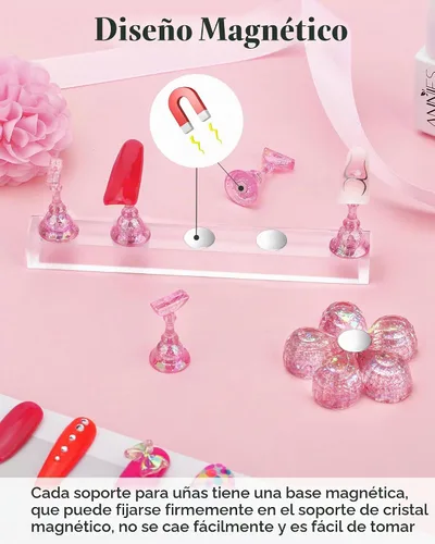 Vista 2 de Soporte de uñas para prensa, puntas de uñas magnéticas, soporte de uñas para pintar uñas, diseño de uñas postizas con masilla adhesiva reutilizable