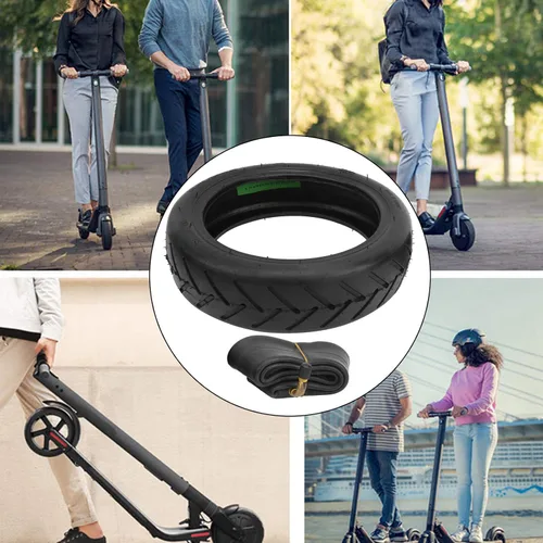 Vista 8 de Neumáticos de scooter eléctrico, juego de combinación de neumáticos de scooter de 8.5 pulgadas + válvula curva, tubo interior, accesorio