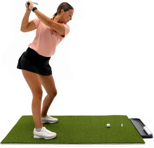 Vista 4 de Dura-Pro Alfombrilla de golf premium de césped para interiores y exteriores. Bandeja de regalo + 3 tees