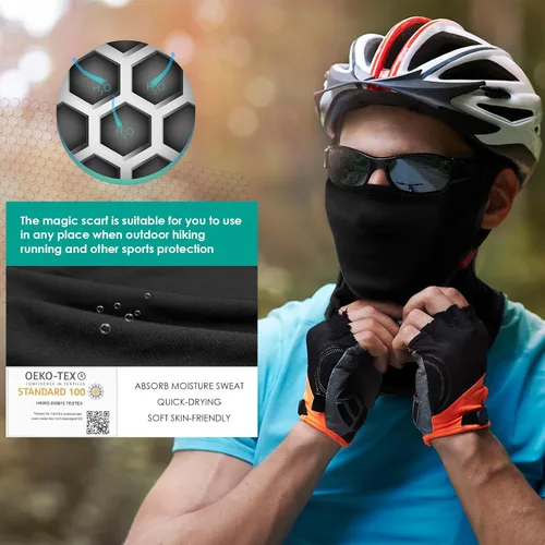 Vista 3 de Bufanda para el cuello (2 o 3 unidades) con cintas elásticas para las orejas, protección contra el polvo y el sol, máscara de senderismo