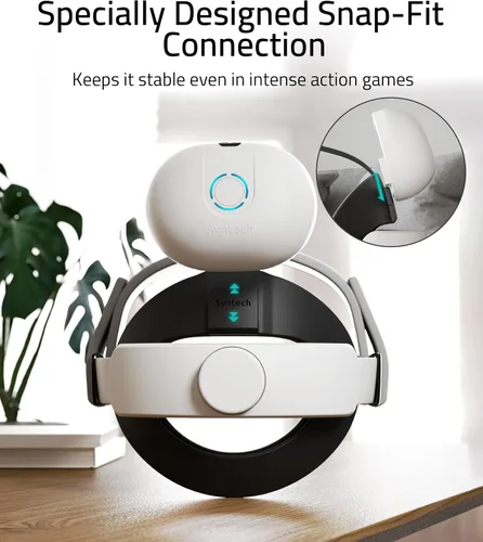 Vista 6 de Syntech Correa de cabeza VR con batería compatible con accesorios MetaOculus Quest 2 banco de energía desmontable de 10000 mAh correa de cabeza