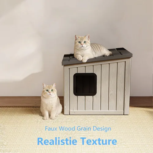 Vista 5 de DRATO Casa para gatos al aire libre, impermeable, material de polipropileno, refugio para gatos, robusto, resistente, fácil de montar, cálida casa