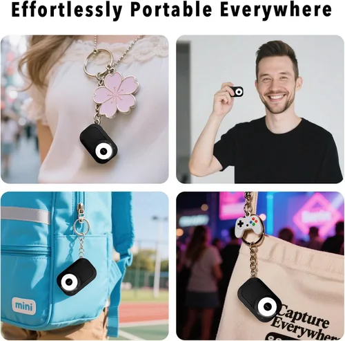 Vista 5 de Mini cámara con llavero con 14M 1080P FHD, mini cámara digital de bolsillo, pequeñas cámaras portátiles de 0.96 pulgadas, grabadora de video