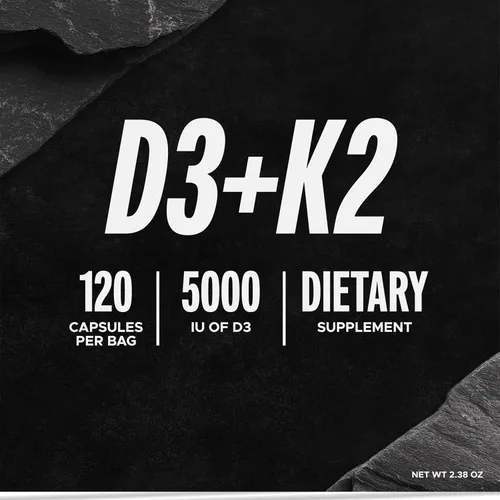 Vista 2 de FITAID Essentials Suplemento de vitamina D3 K2 de 5000 UI, 125mcg D3 + 100mcg K2 MK7, suplementos VIT D3 y K2 de alta absorción para atletas, salud