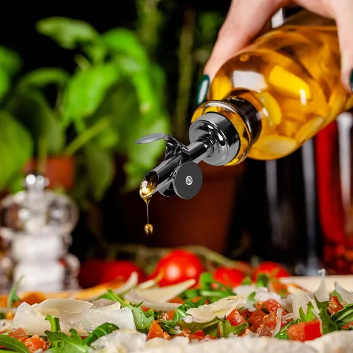 Vista 7 de WAFJAMF 1 vertedor de botella de acero inoxidable negro, boquilla de aceite de oliva Caño de cierre automático, vertedor de licor, se adapta al