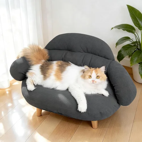 Vista 10 de Kitten - Sofá cama para gatos blancos, sofá para mascotas con patas