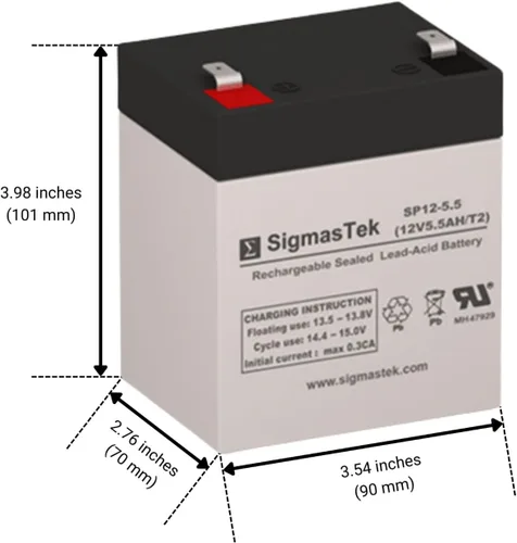 Vista 2 de Batería F2 de 12 voltios y 5.5 Ah (paquete de 10) por SigmasTek