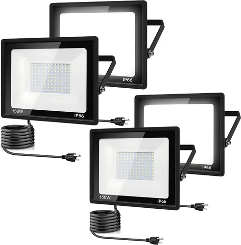 Vista 11 de Paquete de 4 Luces LED de Inundación para Exteriores, Luz de Trabajo LED de 50W 5500lm con Enchufe de EE.UU. de 6FT, Luces de Seguridad Exteriores